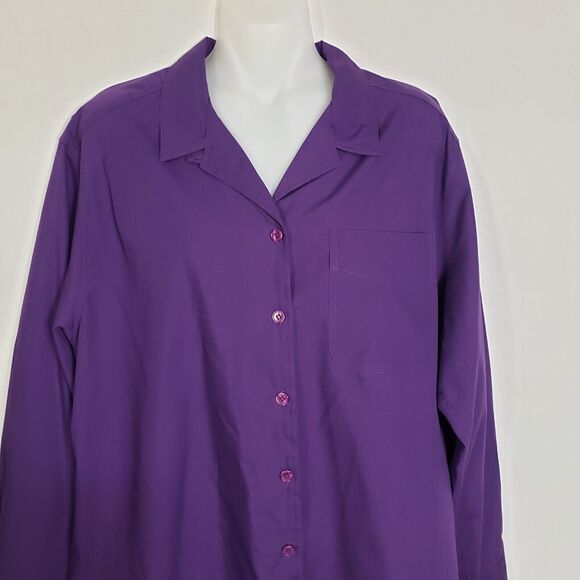 Cabin Creek Womens Shirt Large Purple Button Front Long Sleeve Collared Pocket - Picture 3 of 8